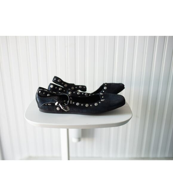 Free People Mystic Mary Jane Flats 7 NEW Bright Navy Metallic - Picture 1 of 5